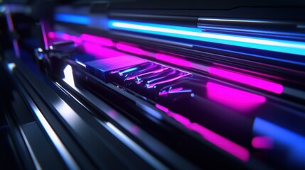 Abstract Close-Up of Neon Lights with Reflections and Shadows