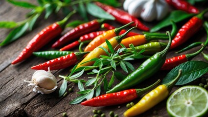 Raw materials and spices for food. Spices and key ingredients are widely used and favored in cooking.