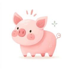 Adorable pink pig character with a cheerful personality and cute features