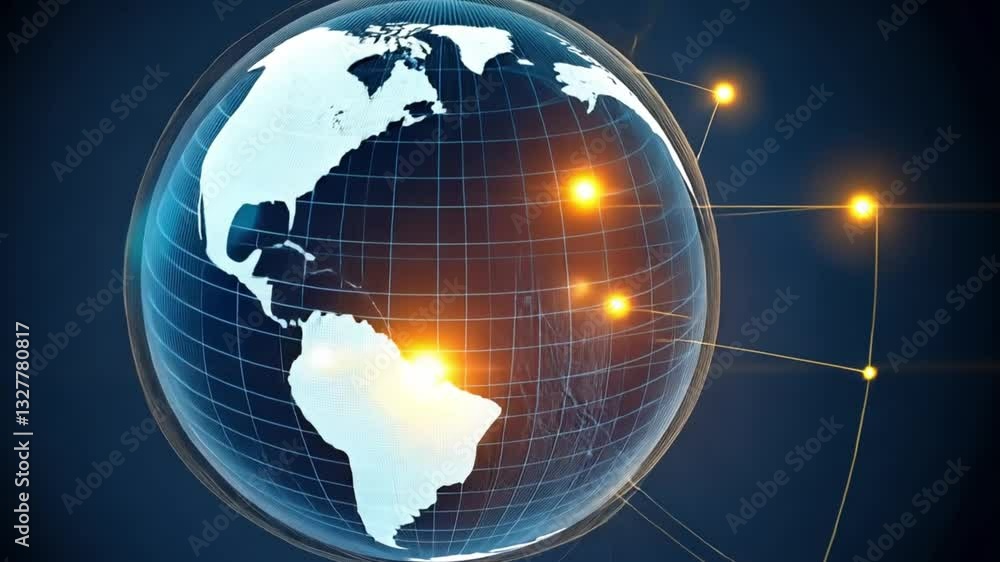 Aufkleber digital globe with bright connections and data points