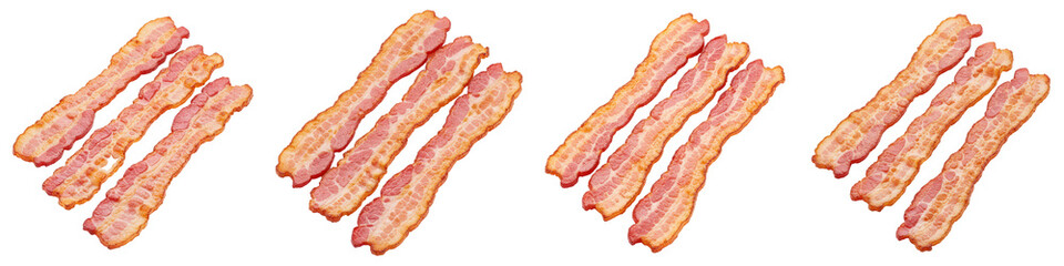 Obraz premium Set of Parallel Strips of Cooked Bacon