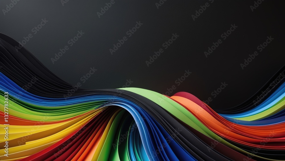 Poster rainbow color strip wave paper. abstract textured background with horizontal lines.