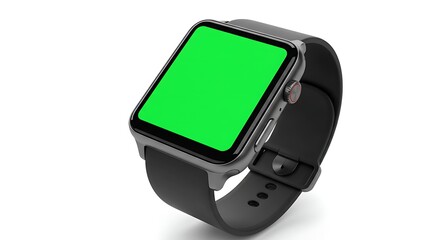 Modern Smartwatch Isolated Mockup with Green Screen for App Presentation
