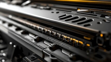 Close-up View of Intricate Mechanism in Firearm Technology Design