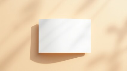 A mockup of a single white horizontal paper sheet, including flyer, paper, letter, and invitation card, set against a beige background with a shadow overlay.