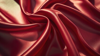 Obraz premium Blur, red fabric with soft, flowing folds and subtle shadows, creating a luxurious and elegant texture. The rich hue and smooth satin sheen provide a sophisticated look.