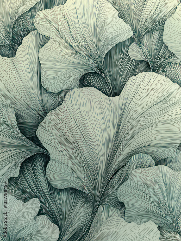 Aufkleber ginkgo leaves in intricate patterns create stunning visual display, their unique shapes and textures