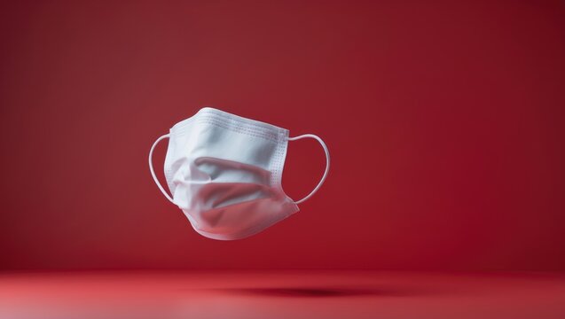 Surgical face mask against a background. Minimal medical idea. Medical equipment.