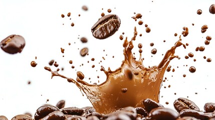 Fototapeta premium Coffee bean broken splash explosion in the air
