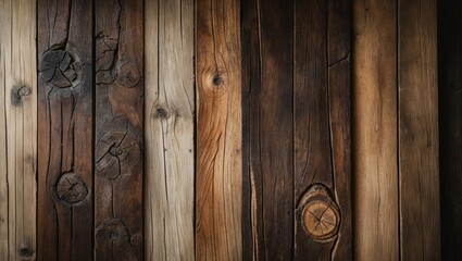 Fototapeta premium Features weathered, diagonal wooden planks showcasing a natural, earthy texture. Ideal for infusing a cozy, vintage charm into interiors, crafts, or photography backdrops.