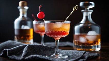 Homemade Rob Roy Cocktail featuring Scotch and Vermouth
