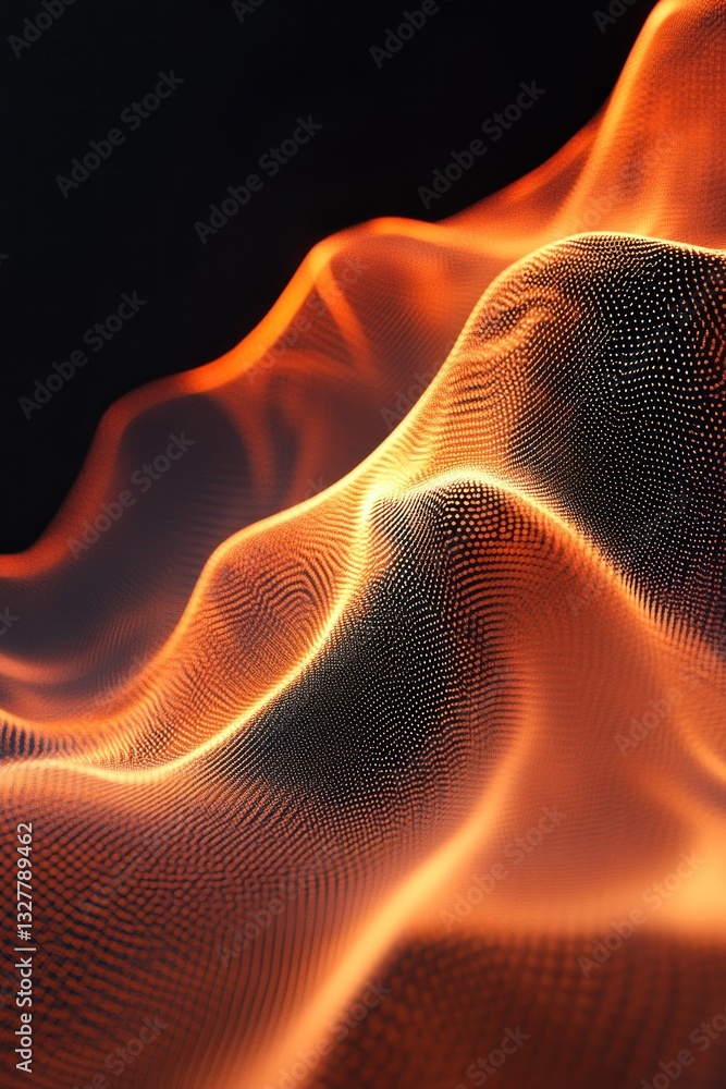 Poster Abstract flowing orange waves creating a dynamic visual effect