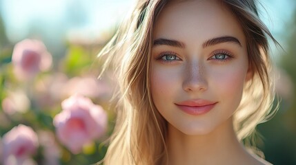 Naklejka premium Radiant beauty in a rose garden