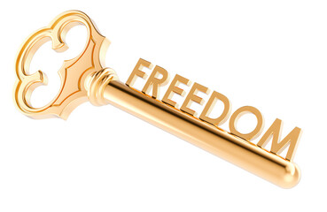 Key to freedom, concept. 3D rendering isolated on transparent background