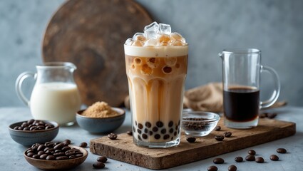 Taiwanese Boba Brown Sugar Coffee or Brown Sugar Boba Coffee