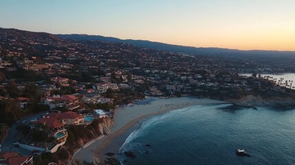 Coastal California Town at Sunset