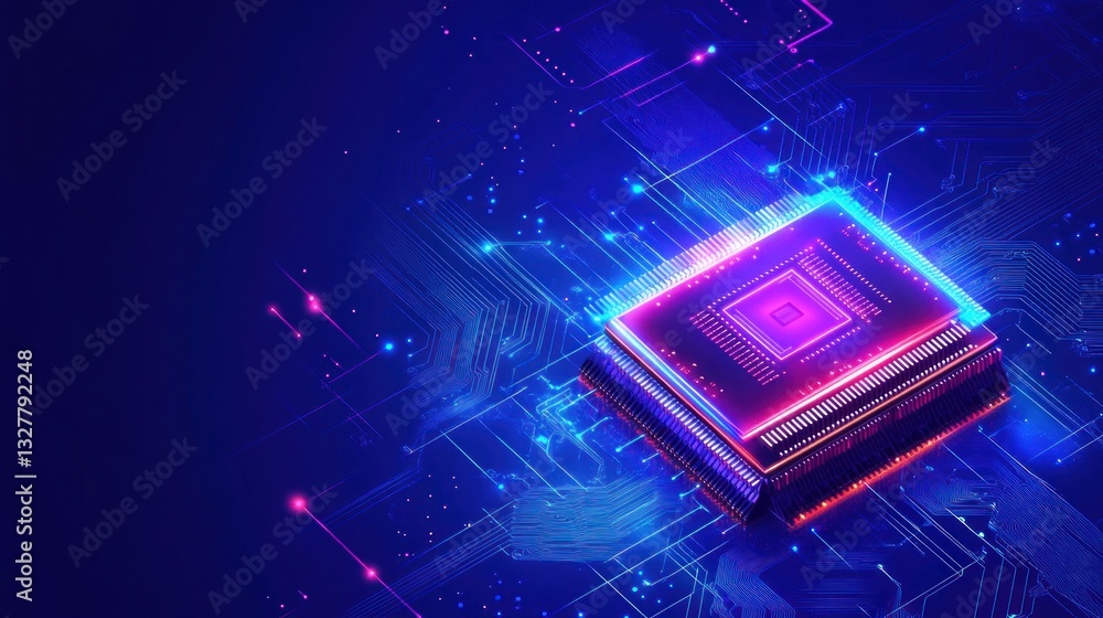 Poster futuristic cpu on circuit board