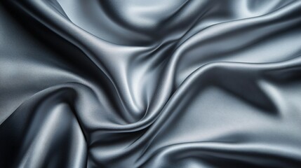 Obraz premium A close-up of silky fabric, showcasing smooth, flowing folds in a lustrous dark shade, emphasizing texture and elegance.