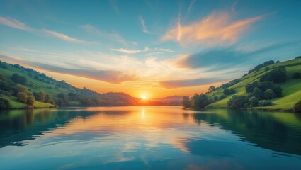 Sunset view above the Blue Lake.