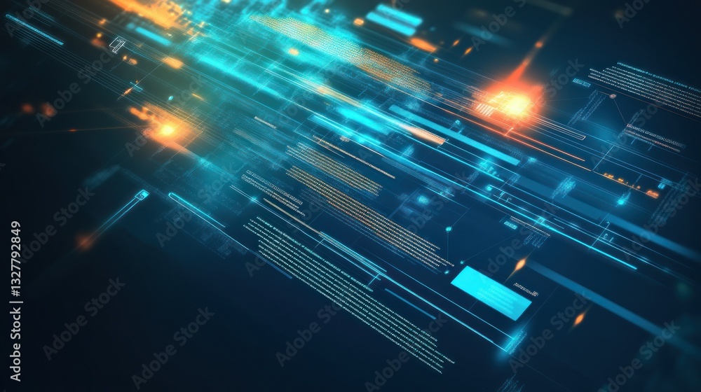 Poster abstract digital data flow in motion