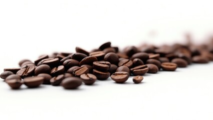 Fototapeta premium Pile of coffee beans set apart on a white background