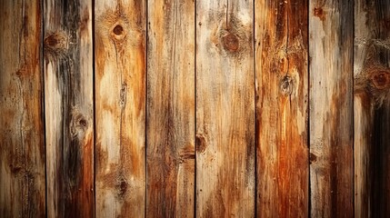 Fototapeta premium A close-up view of rustic wooden planks showcasing various textures and colors, reflecting natural aging and beauty in timber.