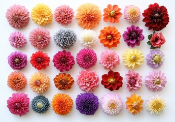 A Vibrant Array of Colorful Flowers Displayed in an Artistic Arrangement Showcasing Varieties of Shapes and Shades for Creative Inspiration