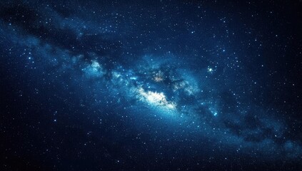 Fototapeta premium Blue Starry Space Background with Nebula and Galaxies