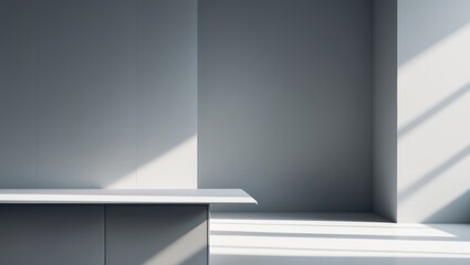 Background Grey Studio White Space Empty Gray Wall Desk Kitchen Overlay Podium Shadow 3D Minimal Solid Surface Pattern Abstract Texture Design Mockup Minimal Floor Wall Scene Loft Cement Kitchen Di...