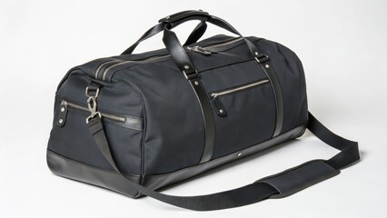 Naklejka premium Black Duffel Bag on White Background