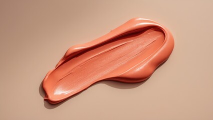 Peach pink orange shade satin finish lipstick smear isolated on a background.