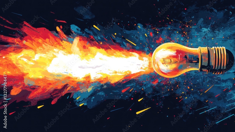Poster fiery idea exploding in abstract background