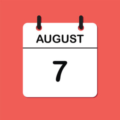 August 7. Daily Calendar icon for design. Simple design for business brochure, flyer, print media, advertisement. Easily editable.