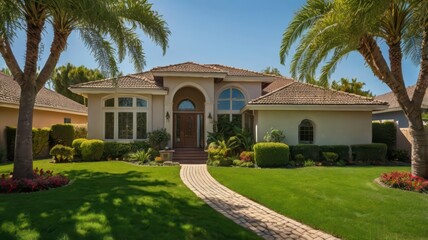 Fototapeta premium luxury villa with pool and garden
