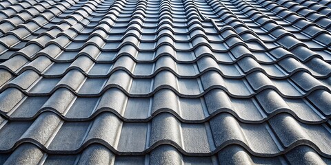 Gray Roof Tiles Texture: Wavy Pattern, Granules, Silhouette Photography