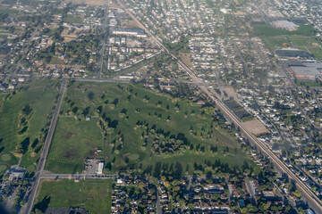 Aerial photography from a plane. Salt Lake City, Utah. Basin and Range Province