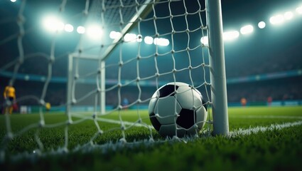 Naklejka premium soccer ball inside the goal