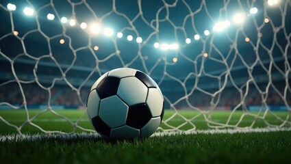 Fototapeta premium soccer ball inside the goal