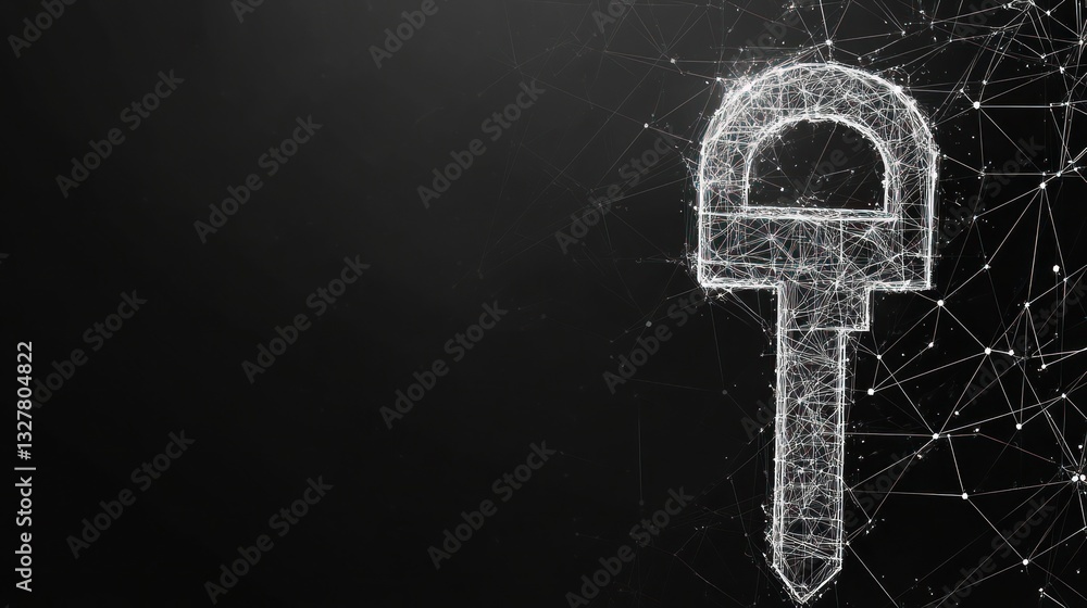 Poster abstract key in wireframe style