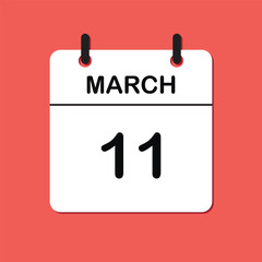Fototapeta premium March 11. Daily Calendar icon for design. Simple design for business brochure, flyer, print media, advertisement. Easily editable.