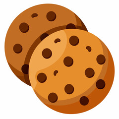 Fototapeta premium Delicious chocolate chip cookies vector on white background.