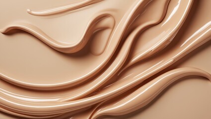 Skin care cream backdrop. Makeup foundation texture, BB cream application on beige.