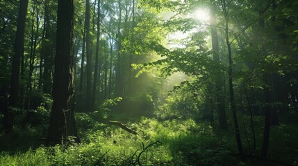 Fototapeta premium Serene Forest with Sunlight