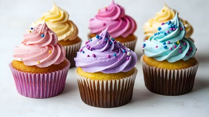 Colorful Cupcakes isolated on white background