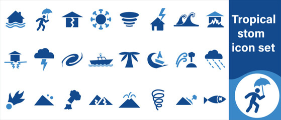 Tropical storm icons, set illustration, tropical, set, vector, icon, plant, leaf, nature, graphic, design, summer, abstract, art, hand, organic, modern, isolated, drawn, animal and more