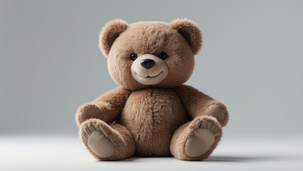 soft brown teddy bear on a white background, isolated