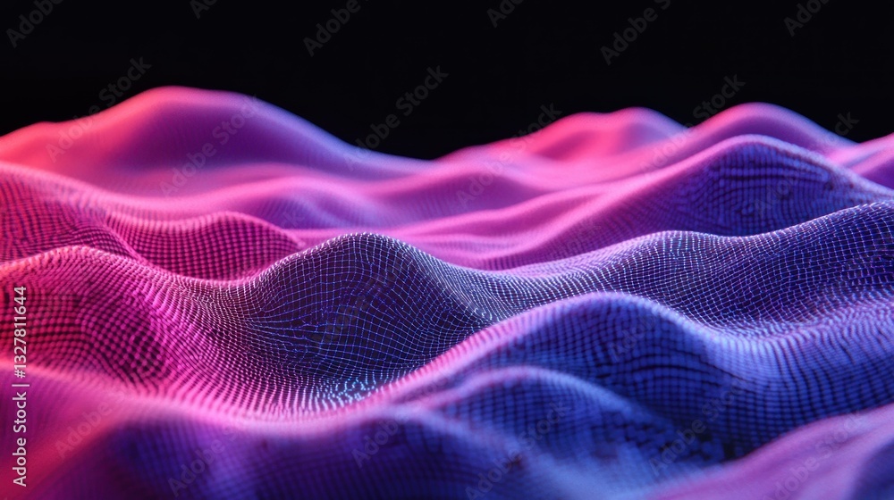 Poster colorful abstract digital three dimensional undulating textured surface representation