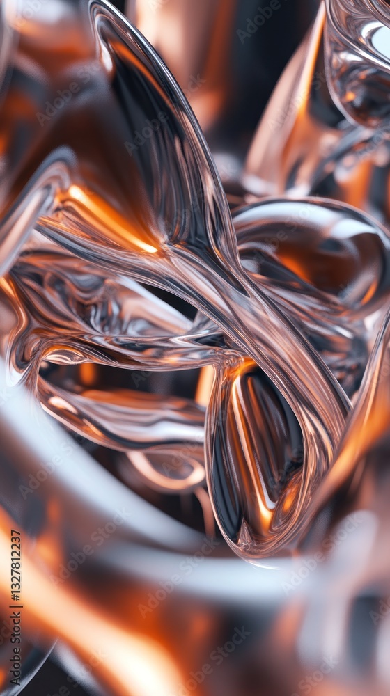 Aufkleber abstract metallic swirl with reflections and fluid dynamics