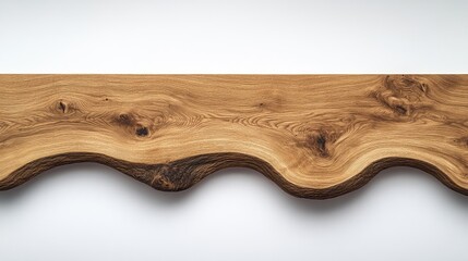 Natural oak wood plank, smooth surface, white background