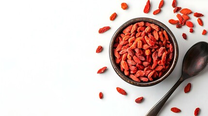 Fototapeta premium Dried Goji Berries in Bowl Isolated on White Background